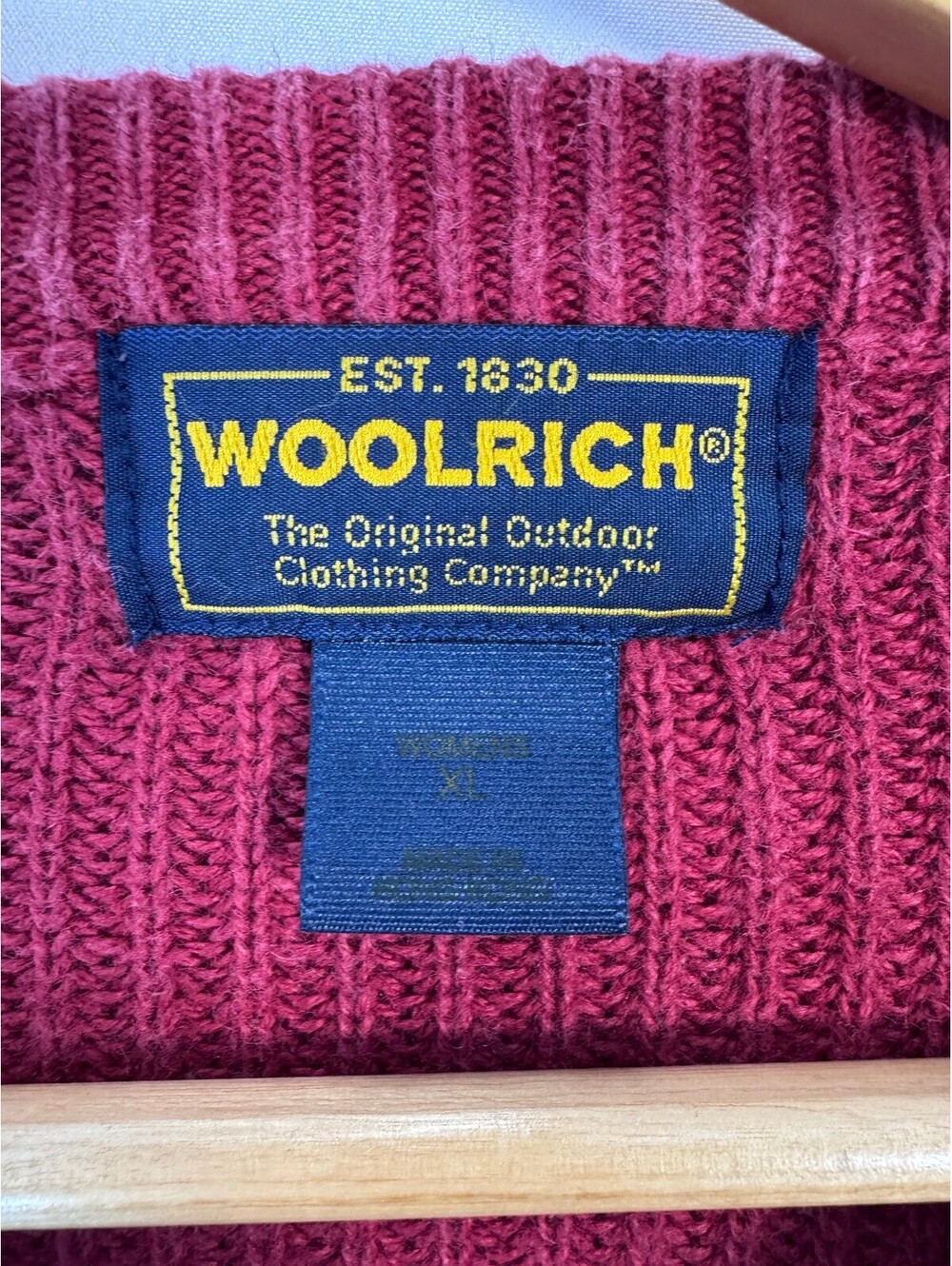 Woolrich Vintage Ribbed Full Zip Cardigan Cargo Pocket Sweater Womens XL Ruby - Picture 9 of 10